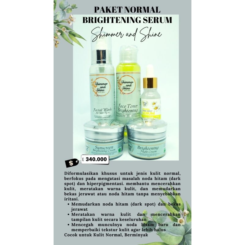 paket normal Brightening Serum Shimmer and Shine (free tas pouch cantik)