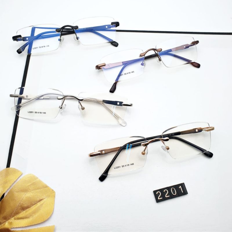 frame kacamata pria wanita unisex frameless 2201