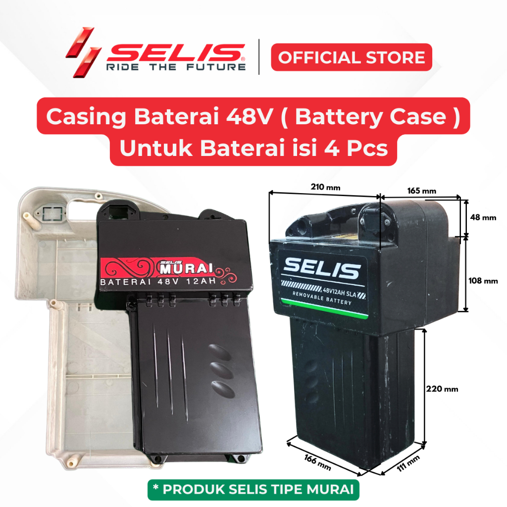 SELIS - Casing baterai 48 Volt 12 Ah Sepeda Motor listrik Universal ( Battery Case )
