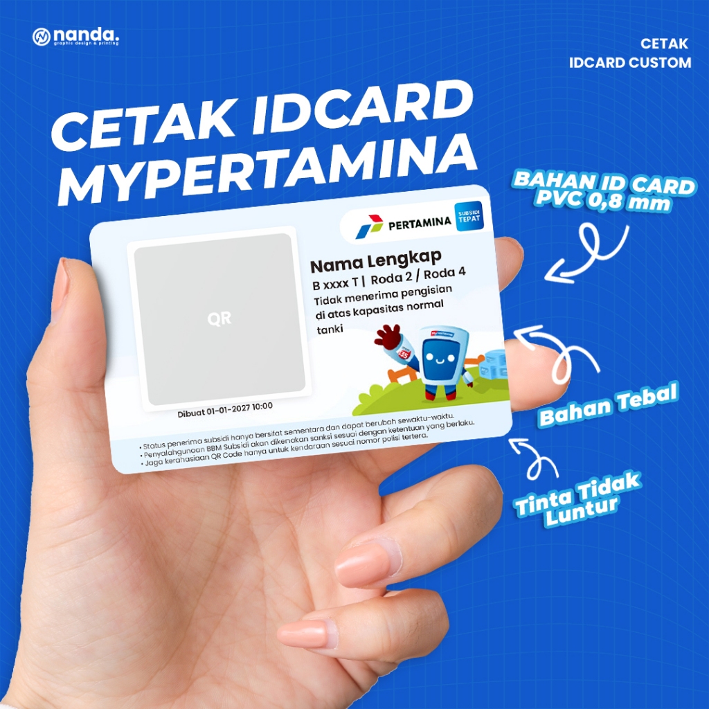 

Cetak IDCard PVC Custom MyPertamina satuan pakai foto sendiri