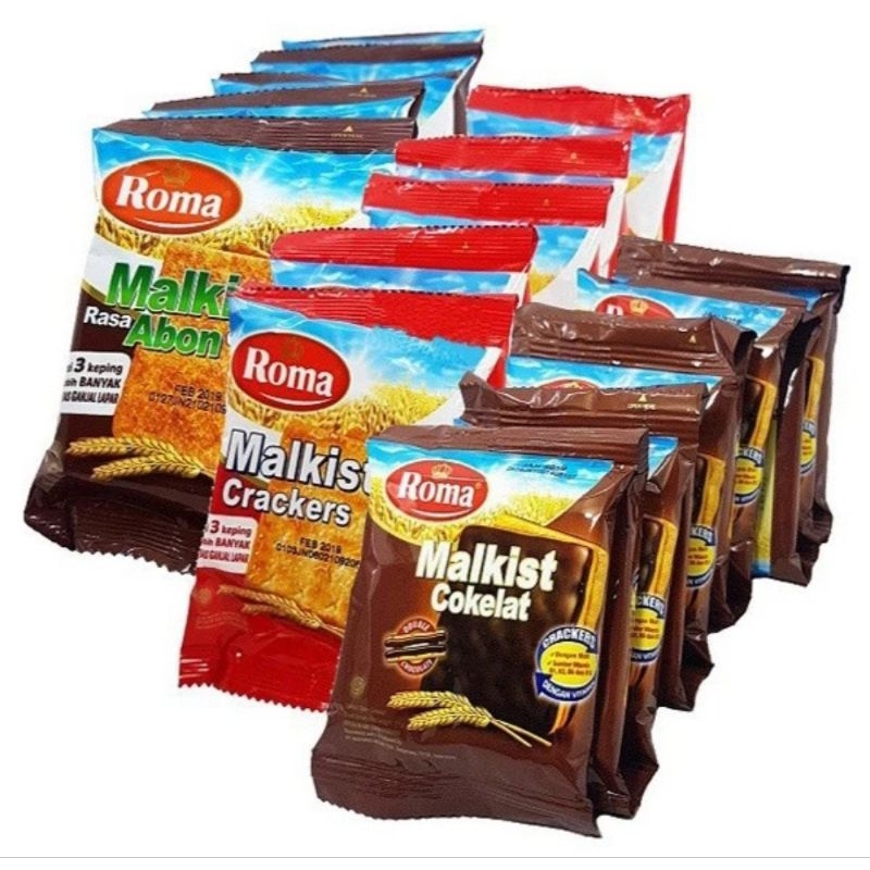 

1 rcg biskuit roma malkist cracker gula- abon - coklat - keju - kopyor eceran 1000