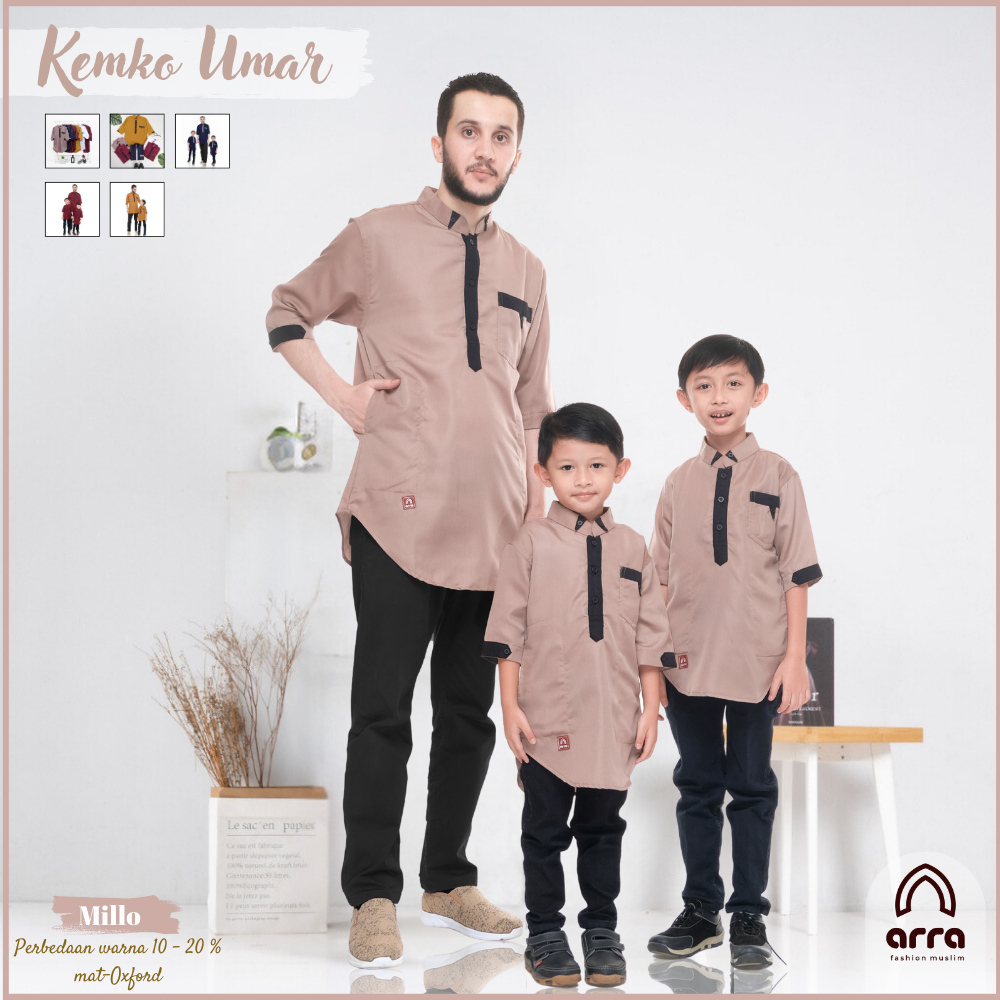 Baju Koko Kurta Couple Ayah Dan Anak Laki Laki Arra Umar Baju Koko Couple Ayah Anak Lengan Pendek
