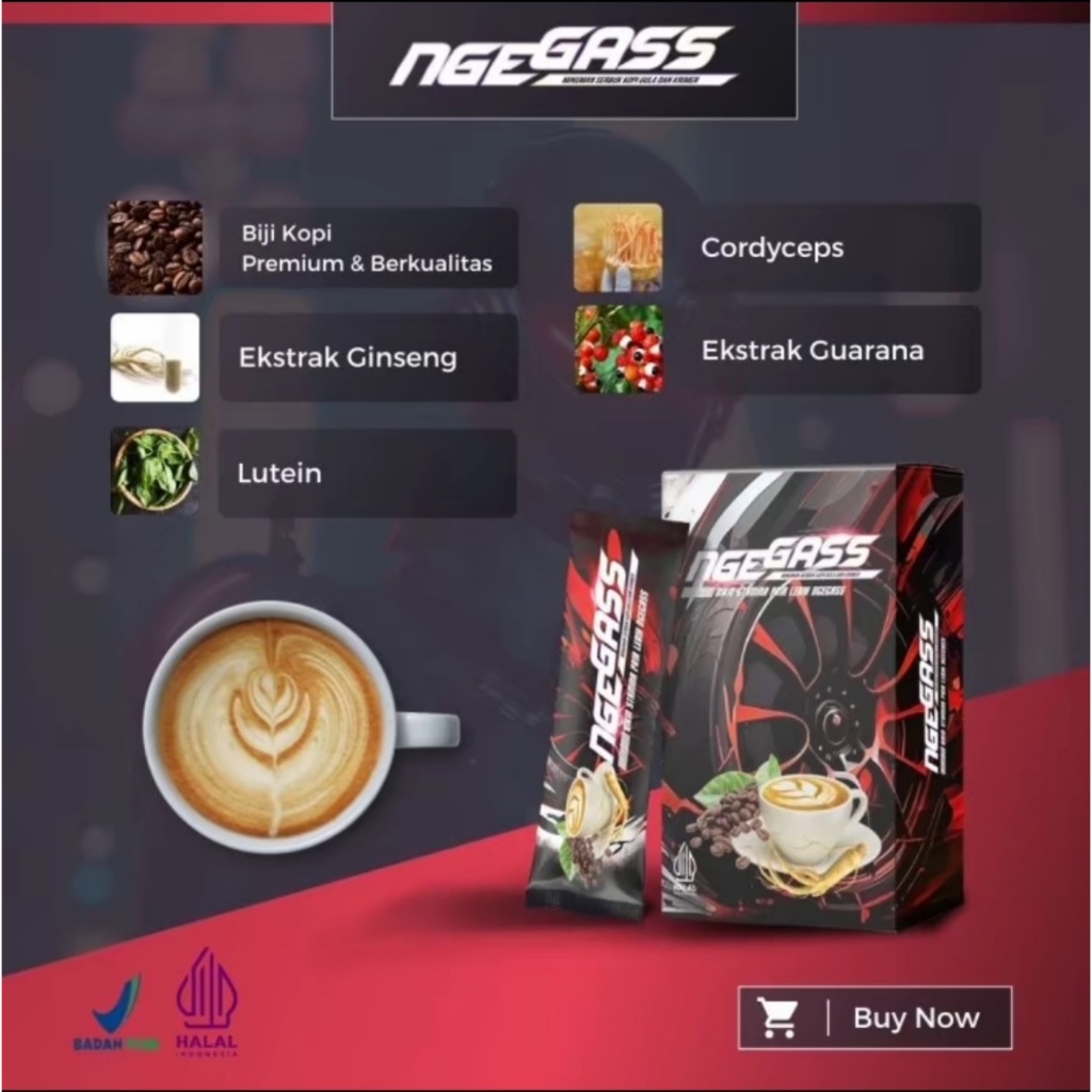 

[PRIVASI] Kopi Ngegass Original - Minuman Kopi Ginseng Rasa Krimer 1 Box isi 5 Sachet