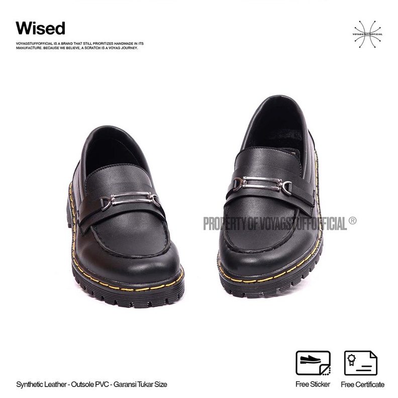 KODE N55X Voyagstuffofficial  Wised Sepatu Penny Loafers Black pria