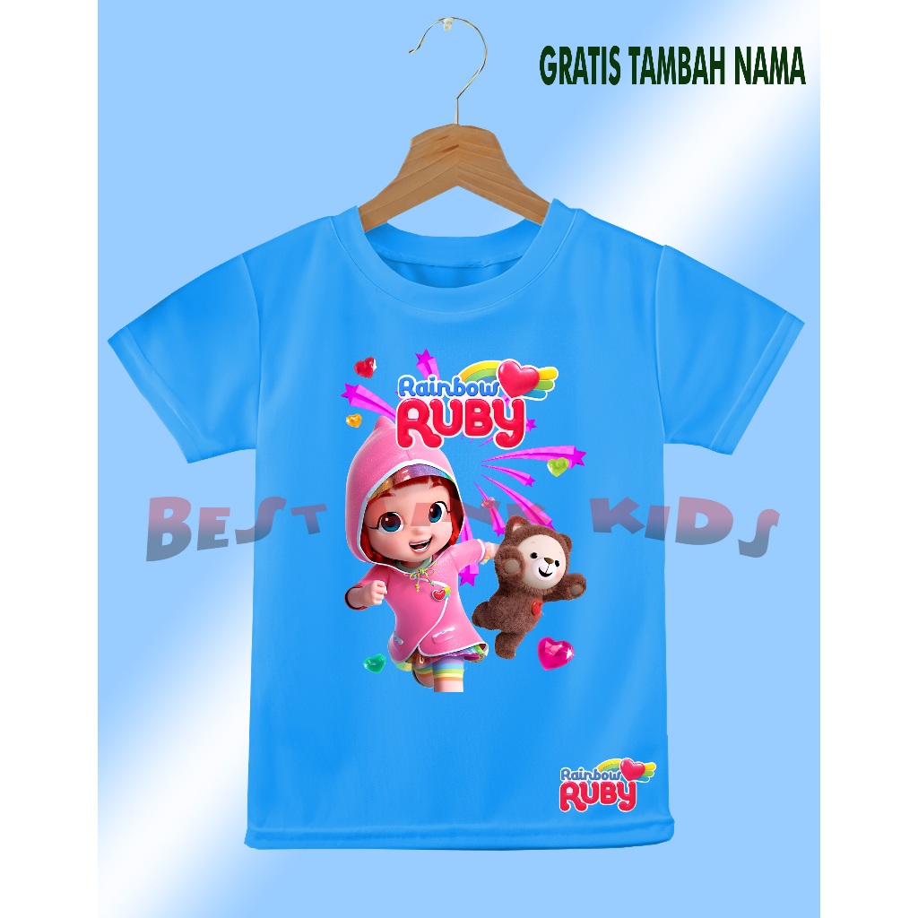 Atasan Kaos Anak Rainbow Ruby Choco Free Nama