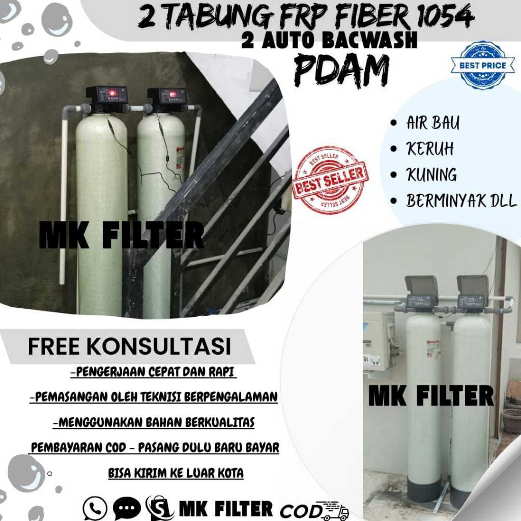 Paket filter air PDAM 2 tabung kepala otomatis