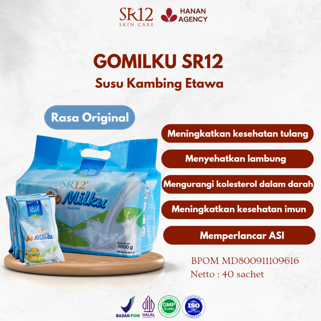

GoMilku SR12 - Susu Kambing Etawa Kemasan Bag Isi 40 Sachet - Gomilku Pack - Tanpa Gula & Krimer