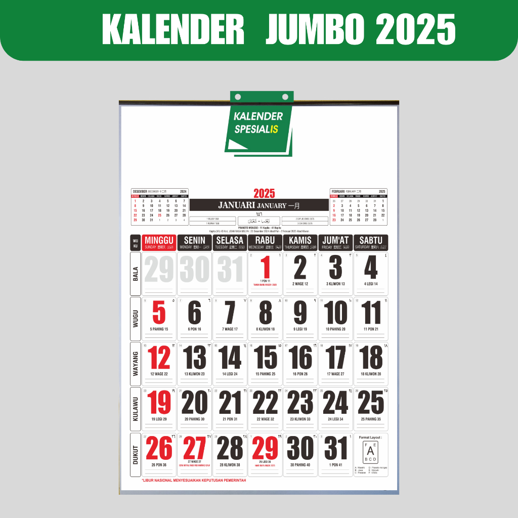 

KALENDER 2025 UKURAN BESAR 46 X 64 CM TERMURAH EDISI BEST SELLER