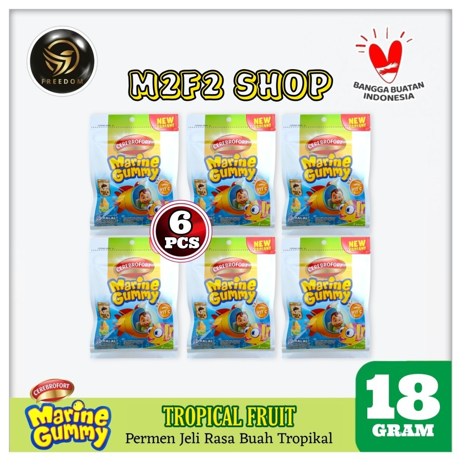 

Cerebrofort Marine Gummy Tropical Fruit Flavour | Buah Tropis Sachet - 18 gr (Kemasan 6 Pcs)