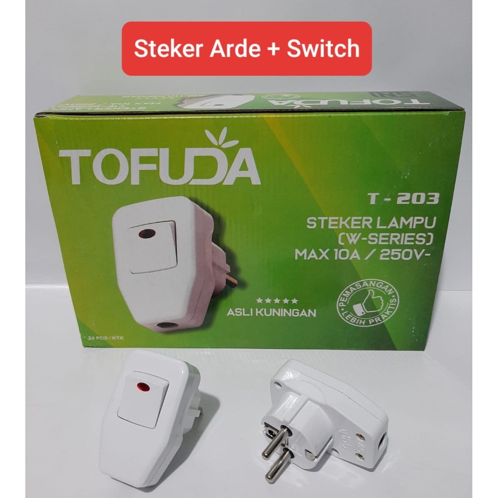 Tofuda Steker Saklar Lampu On/Off / Steker + Saklar On Off / Steker Lampu