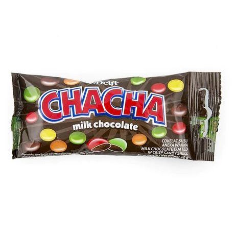 

CHACHA MILK CHOCOLATE 40gr DELFI PERMEN COKELAT COKLAT WARNA WARNI SNACK