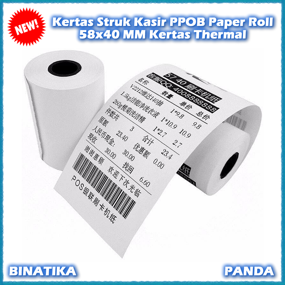 

Kertas Struk Kasir PPOB Paper Roll 58x40 MM Kertas Thermal Pos Receipt Mini Portable Mobile Printer 58mm
