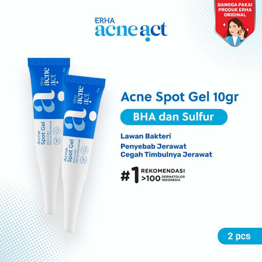 ERHA Twinpack Acneact BHA & Sulphur Acne Spot Gel 10g - Bundle Obat Totol Jerawat