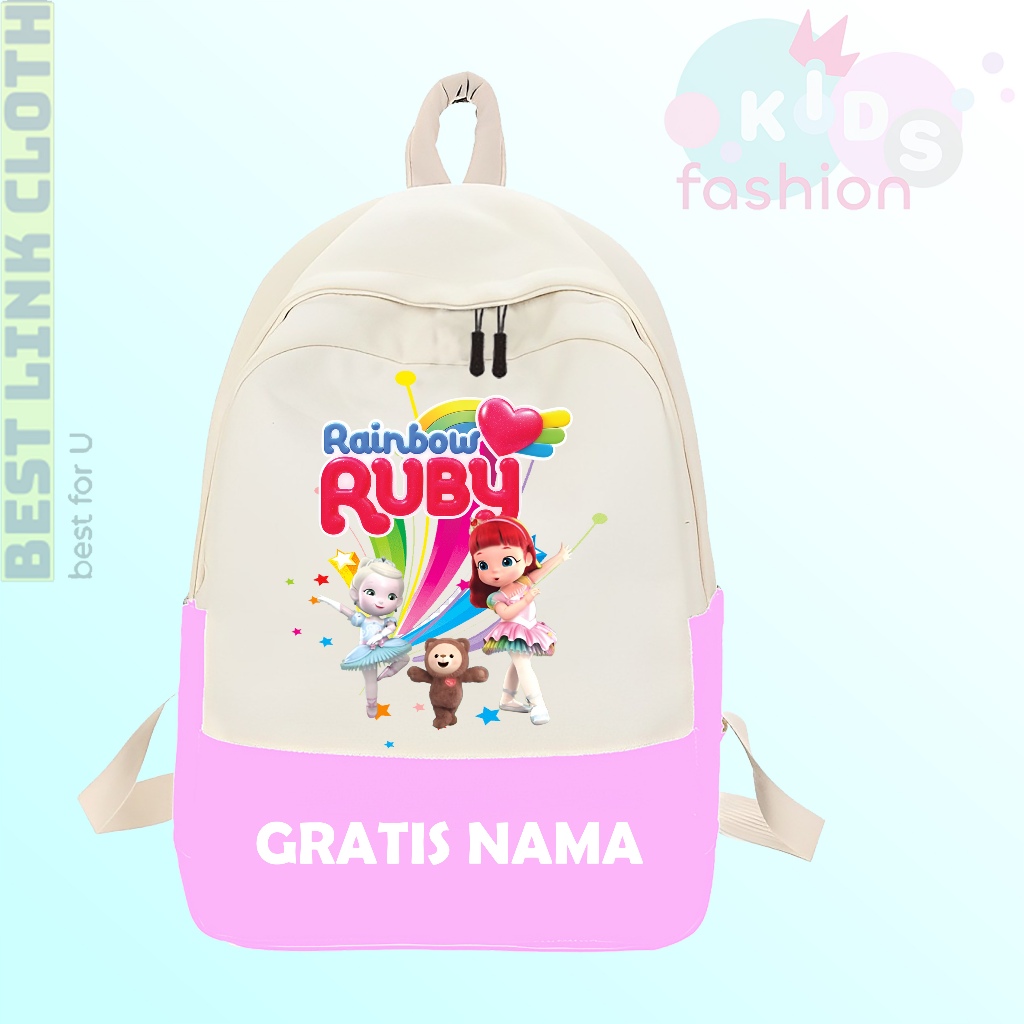 Tas Anak Sekolah Paud TK SD Rainbow Ruby Princess Choco Ruby Karakter Free Nama