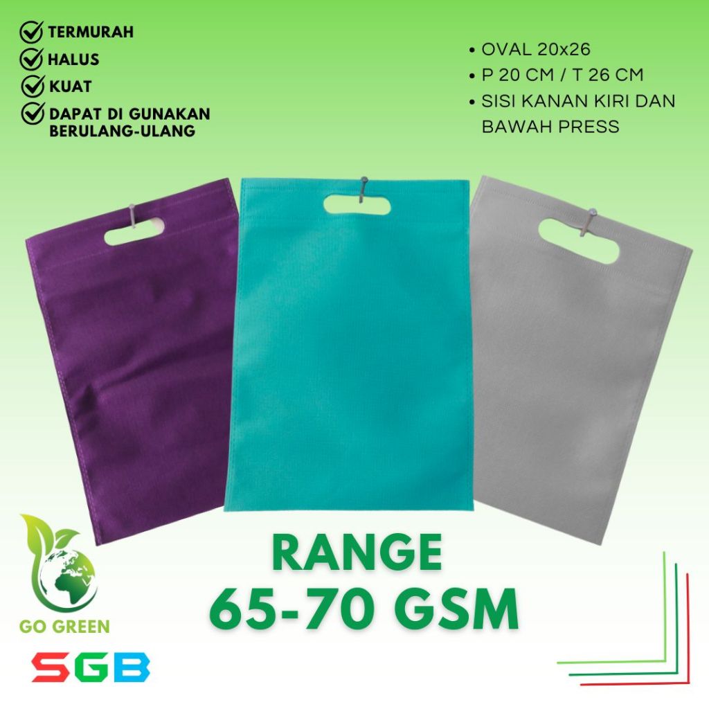 

1 PCS - Goodie Bag PAHE ( PAket HEmat ) Model Oval UK 20x26 70gsm & Super Eco 55gsm / tas spunbond