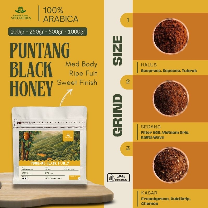 

Puntang Black Honey | Biji Kopi Bubuk Arabica Coffee Bean Grade 1 (100gr - 250gr - 500gr)