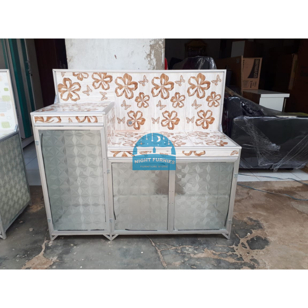 Rak Kompor Undak / Rak Meja Kompor L / Meja Kompor 2 Tungku / Rak Kompor Undak 3 Pintu Minimalis