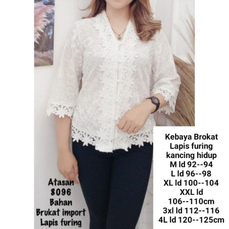 Blouse Atasan kebaya Putih brokat cantik