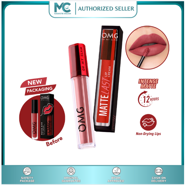 OMG-OH MY GLAM MATTE KISS LIPCREAM jojoba oil with vit E-Lip Cream Matte Dengan Warna Intense, Tahan