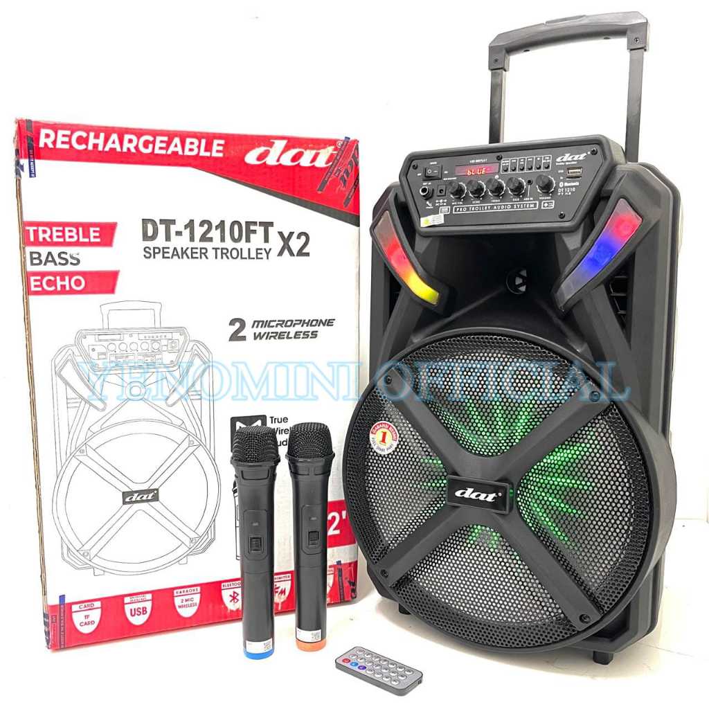 Speaker Portable DAT DT1210FTX2 12inch Original Free 2bh Mic Wireless Dat 1210 ftx2 DT 1210FT X2 ( B