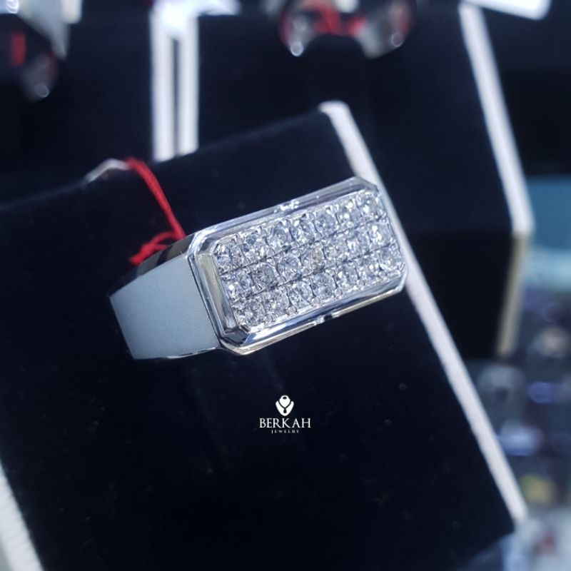 Cincin Pria Lelaki Mens Ring Natural Diamond Berlian Asli