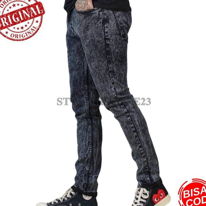 TERLARIS celana jeans pensil hitam giordano pria cowok Skinny Slimfit biru muda biru dongker abu Ber