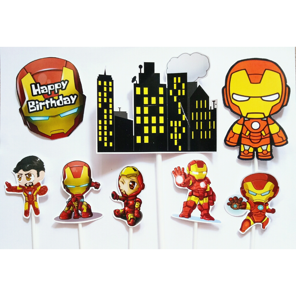 hiasan kue cake topper ulang tahun tema ironman iron-man