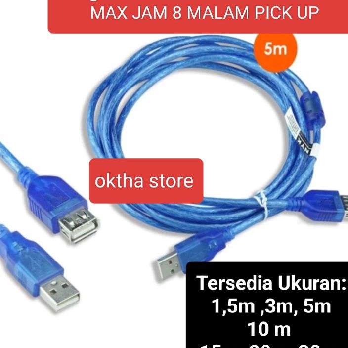 PROMO BRAND USB Extension 15m 3m 5m 1m15m 2m 3m kabel Extension USB NYK Kabel USB Extension MALE TO 
