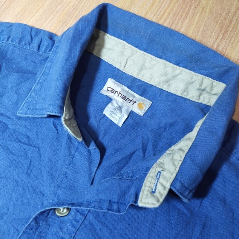 kemeja kerja workshirt carhatt blue navy bekas second branded preloved original