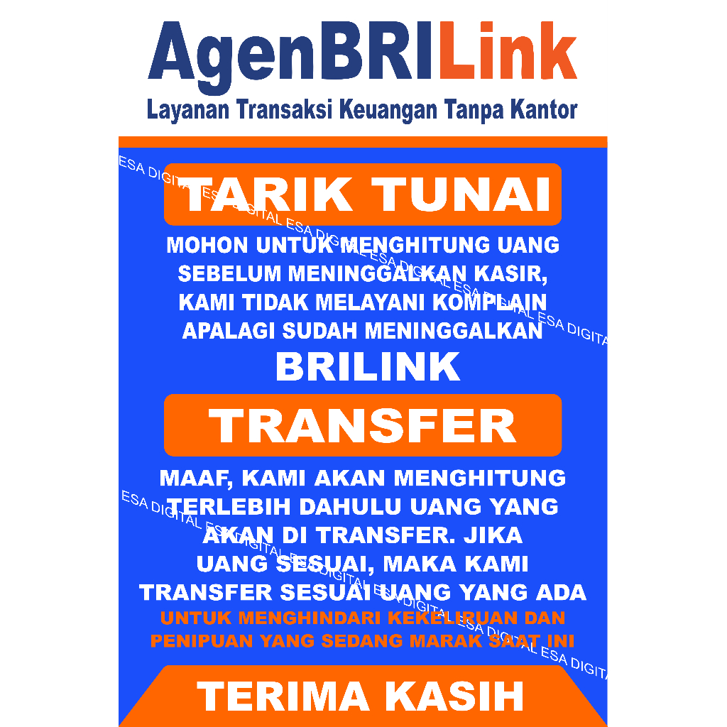 

STIKER VINYL BRILINK PENGUMUMAN TRANSFER DAN TARIK TUNAI DESAIN 1