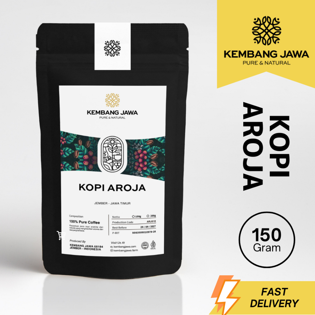 

Kembang Jawa Bubuk Biji Kopi AROJA Arabika Robusta Coffee 150 Gram