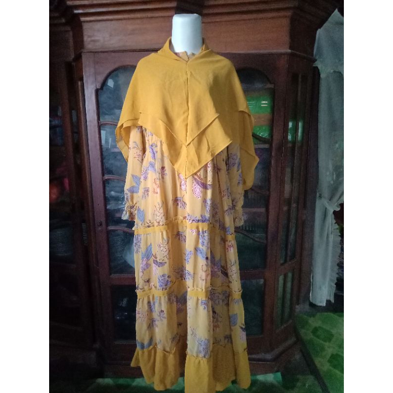gamis ceruty set hijab cuci gudang