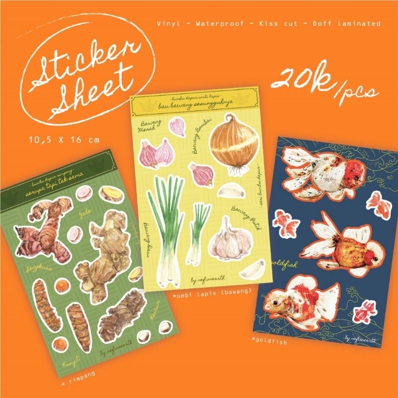 

Sticker Sheet A6 - Bumbu Dapur Rimpang, Bawang dan Gambar Ikan Mas Koki