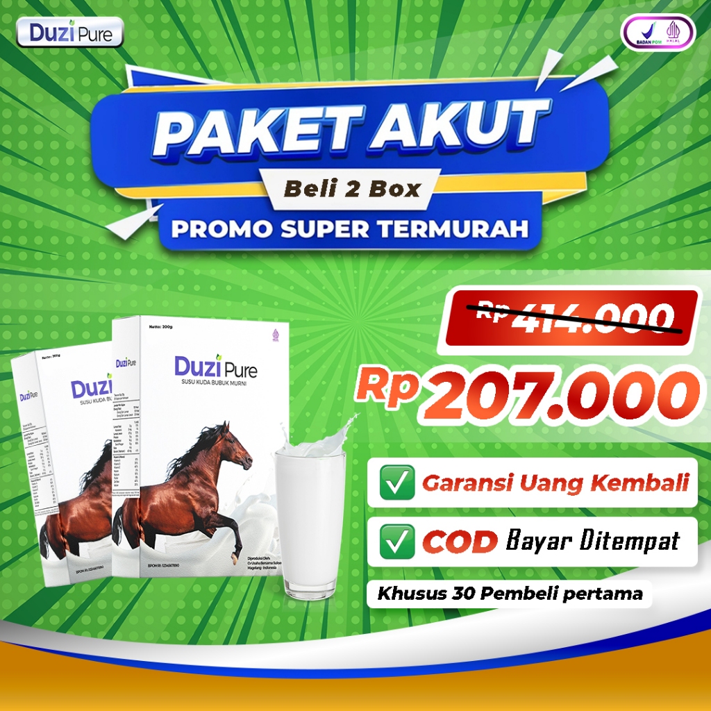 

Duzi Pure Susu Kuda Lombok Murni Herbal Bubuk isi 200gr 100% ORIGINAL