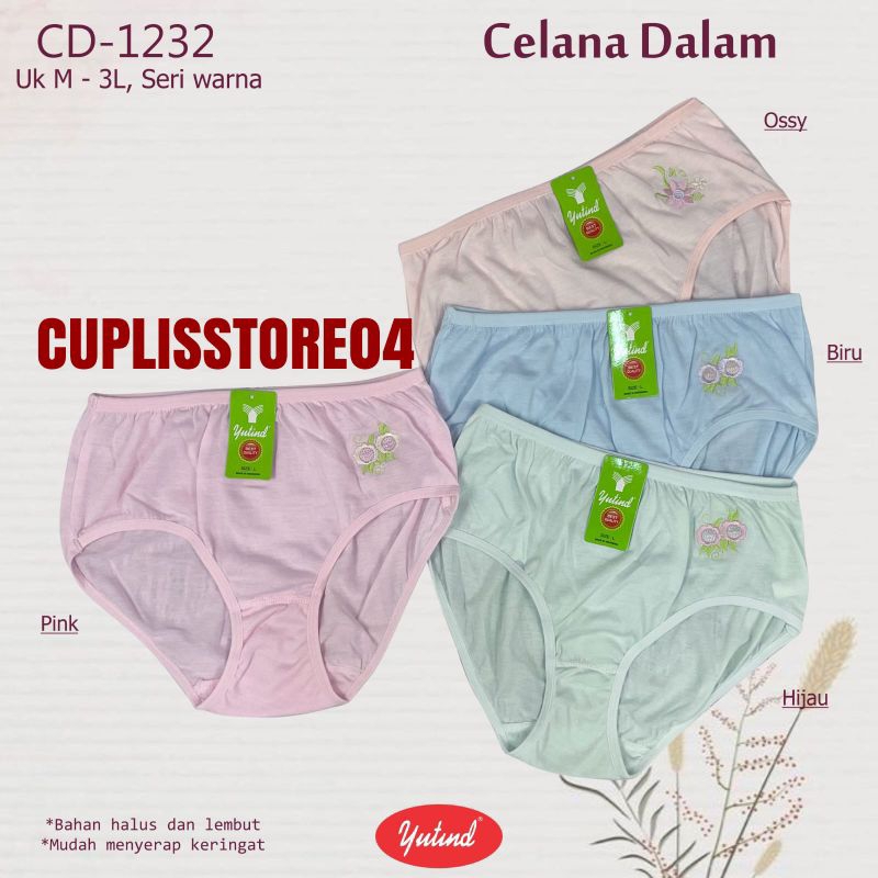 1Biji CELANA DALAM  YUTIND 1232//CELANA DALAM BORDIR SAMPING