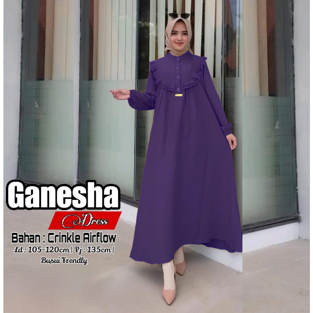 GANESHA DRESS MAXY / GAMIS WANITA KEKINIAN / GAMIS WANITA LEBARAN BAHAN CRINKLE