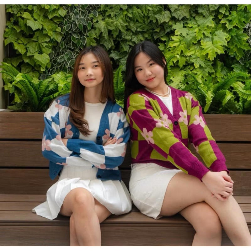 CARDIGAN MOTIF - CARDIGAN RAJUT - CARDIGAN RAJUT CROP KOREAN STYLE - OUTER RAJUT