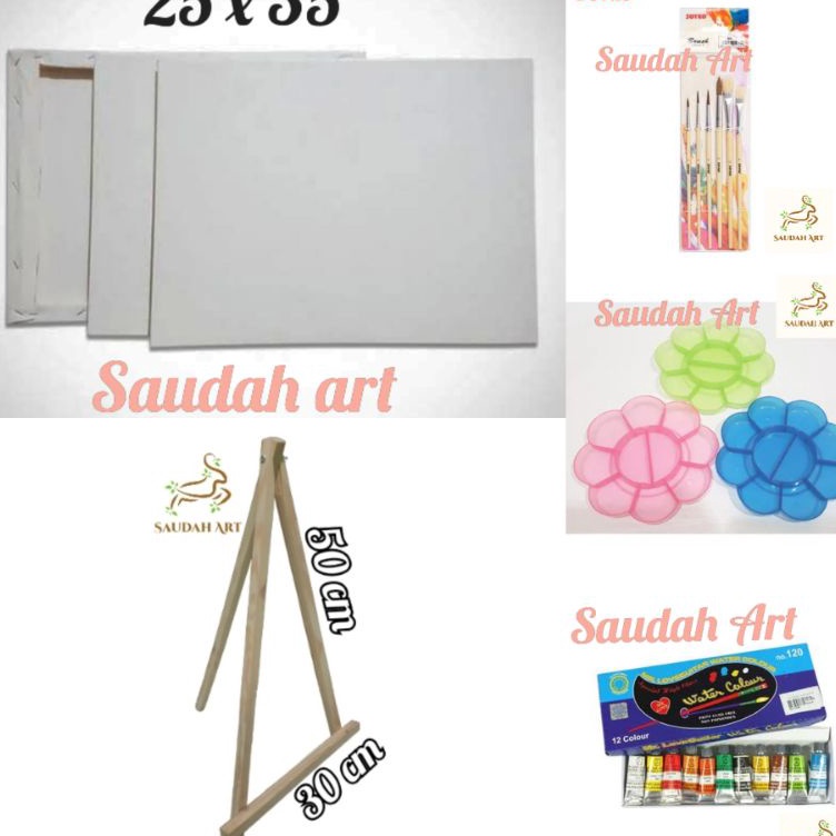 

Super Spesial Paket Lukis Lengkap kanvas 25x35kuaspaletcat aireasel 3x5