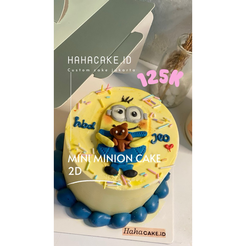 cake ultah mini d12cm simple design with ribbon korean cake kue ultah mini simple design