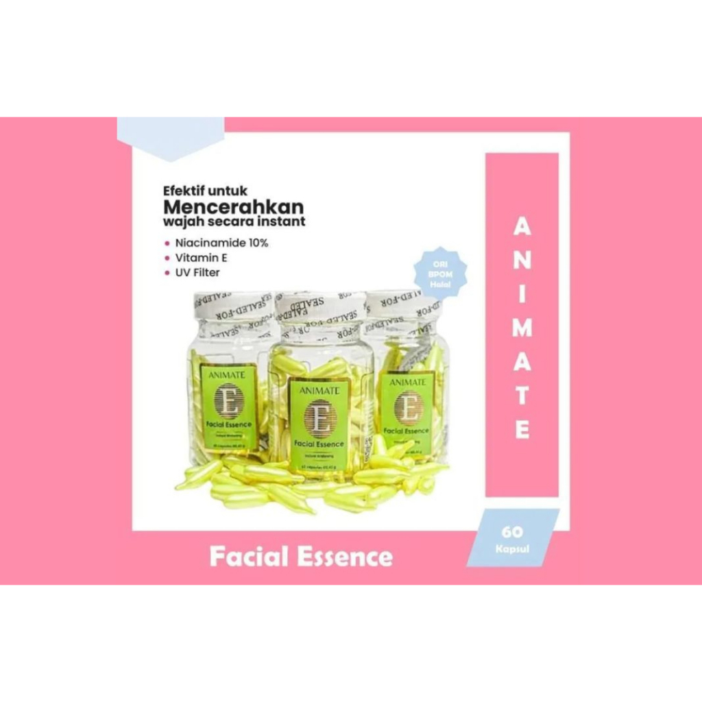 Animate Skincare Ori Serum Kapsul Vitamin E Facial Essence isi 60