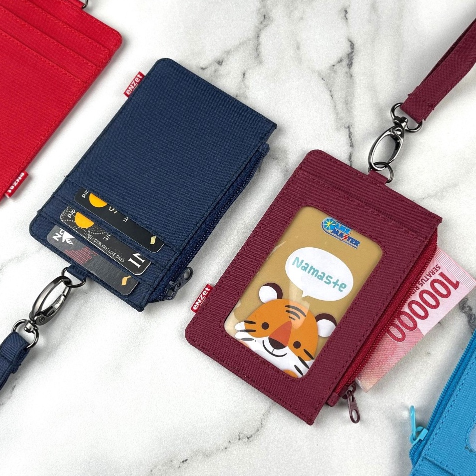 

Fast Update ID card holder hanging wallet name tag kartu lanyard zipper kain kanvas polos