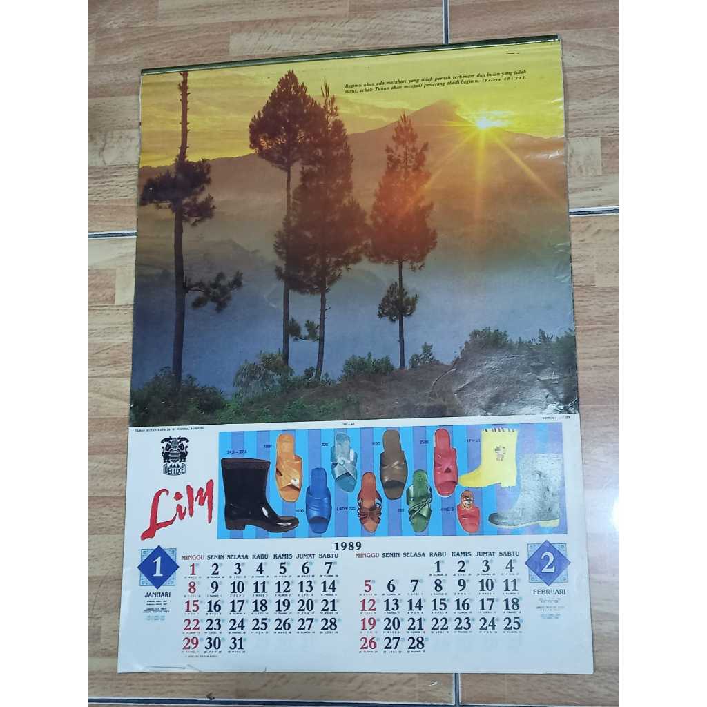 

Koleksi Langka Jadul Lawas Kalender tahun 1989 sandal lily