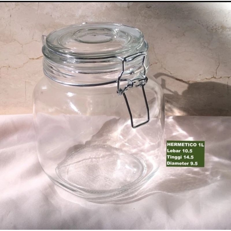 Hermetico 1 Liter/ Toples Kaca Kedap udara