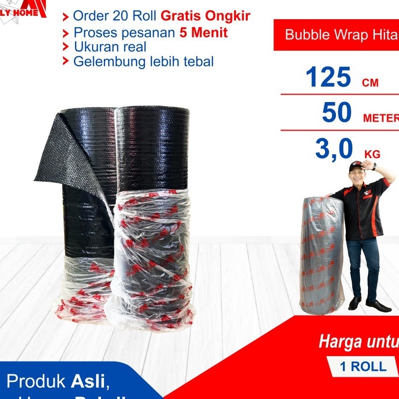 

KP8 FLYHOME Bubble wrap hitam 3kg 1 roll bublewrap 125x5meter Instan