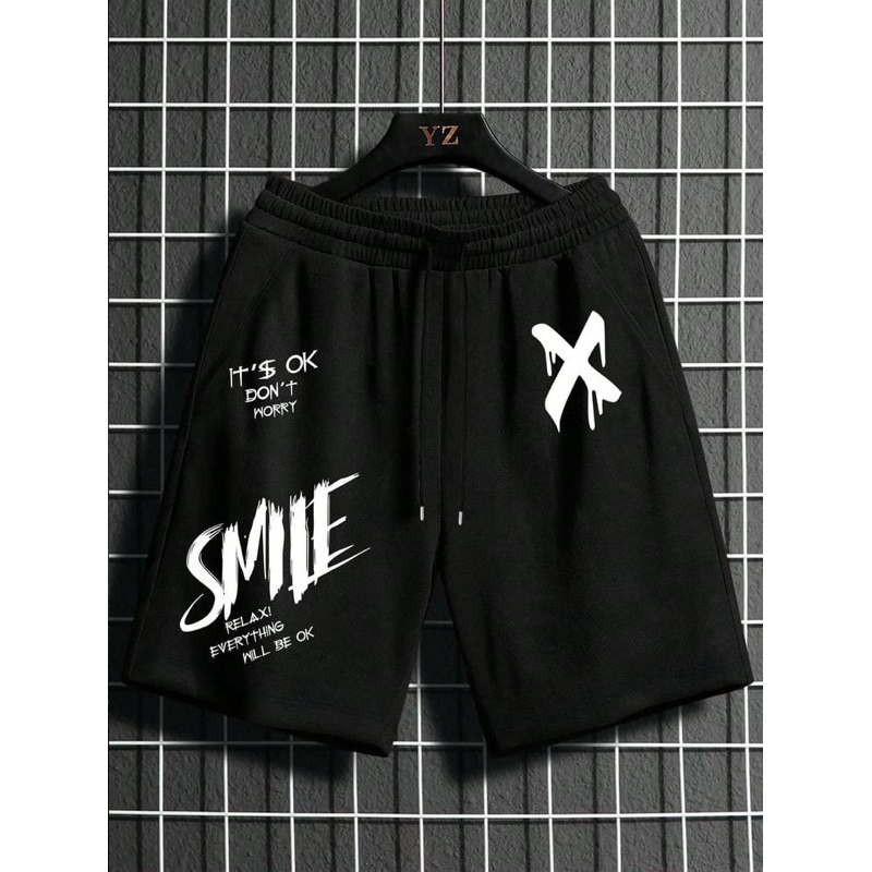 MOTIF SMILE X CELANA PENDEK PRIA CASUAL SIZE S M L XL 2XL 3XL 4XL 5XL