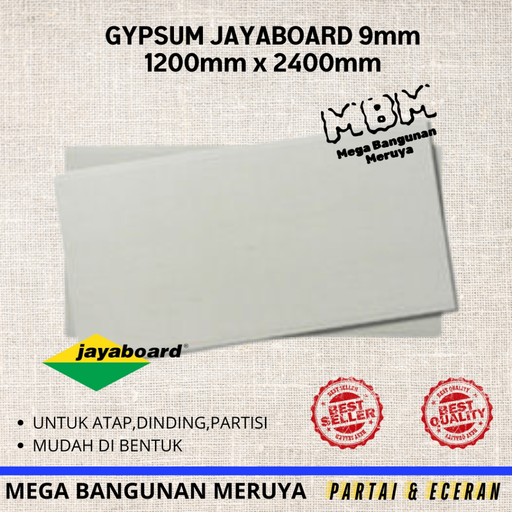 Gipsum Papan Gypsum Jayaboard 9mm x 1200mm x 2400mm