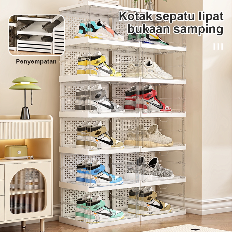 Kotak Sepatu Ukuran Ekstra Besar Transparent Acrylic - Lipat dan Simpan Multifungsi