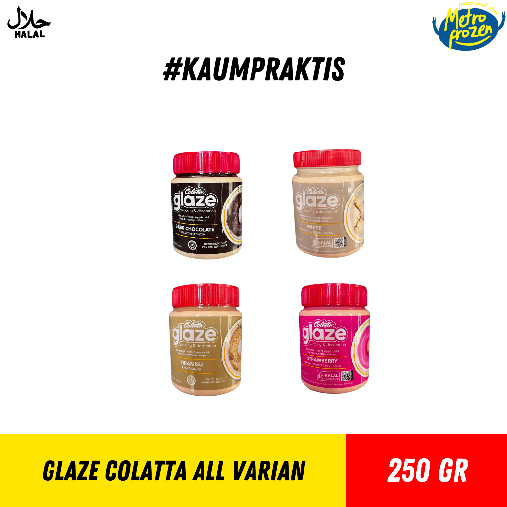 

Glaze Colatta Tiramisu, Dark Choco, White, & Strawberry 250gr // SELAI ROTI // SELAI COKLAT // TOPPING LUMER // ES KUL KUL