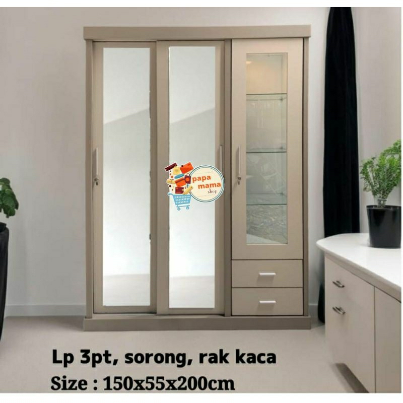 Lemari Pakaian 3 Pintu HPL - Lemari Pakaian Tempahan