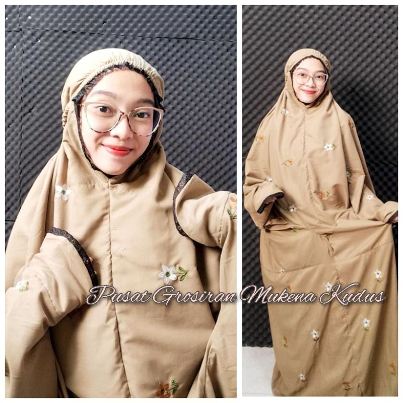 MUKENA TERUSAN BORDIR ASLI KUDUS SERIBU BUNGA CANTIK